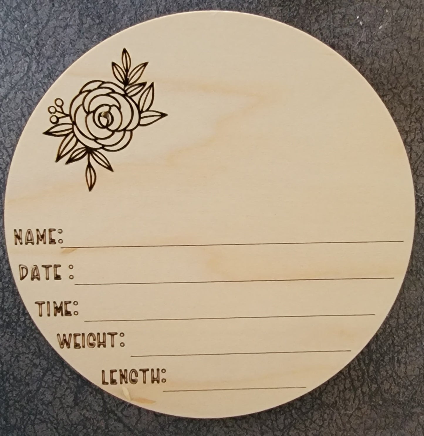 Wood birth announcement