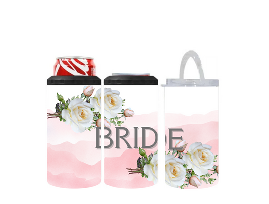 4 in 1 Can Cooler Tumbler | Bride Pink Rose