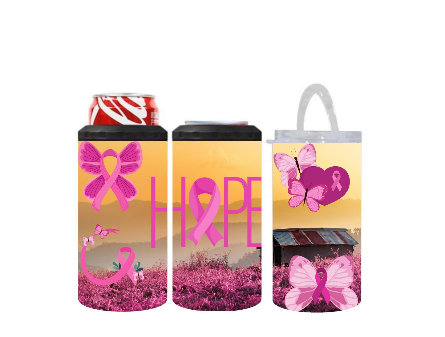 4 in 1 Can Cooler Tumbler | HOPE Pink Breast Cancer