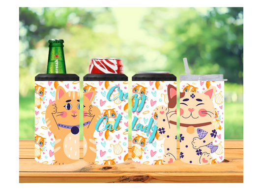 4 in 1 Can Cooler Tumbler | Crazy Cat Lady