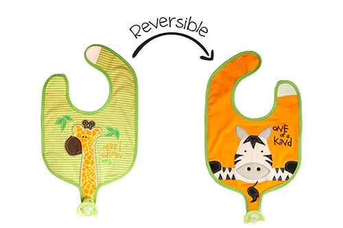 Reversible Soother Bibs - Giraffe/Zebra