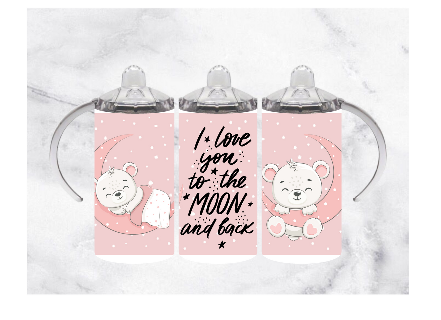 12oz Sippy Cup | Love You to the Moon Pink