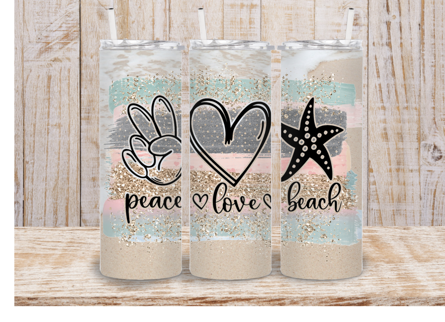 20oz Tumbler | Peace, Love, & Beach