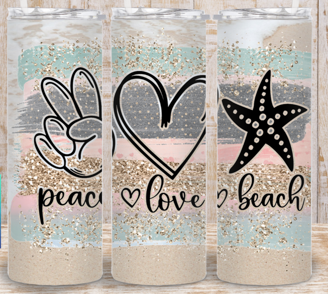 Peace, Love, Beach Tumbler & Tee