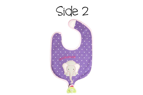 Reversible Soother Bibs - Hippo/Elephant