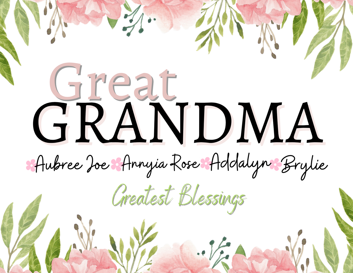 20oz Personalized Tumbler| Great Grandma's Greatest Blessings