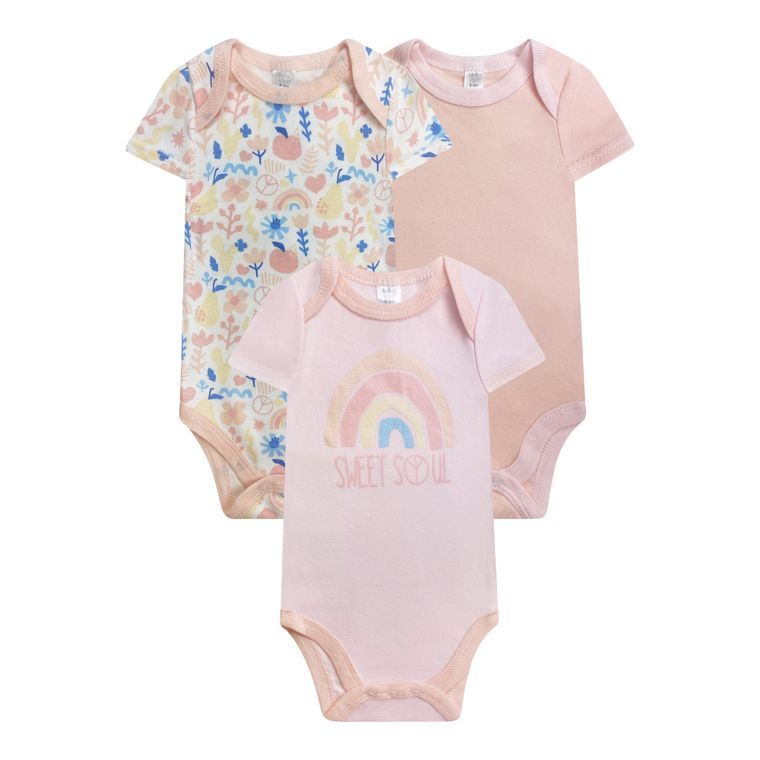 Short Sleeve - 3 Pack Baby Bodysuit Onesies - Sweet Soul