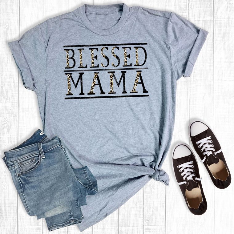 Leopard Blessed Mama Light Grey