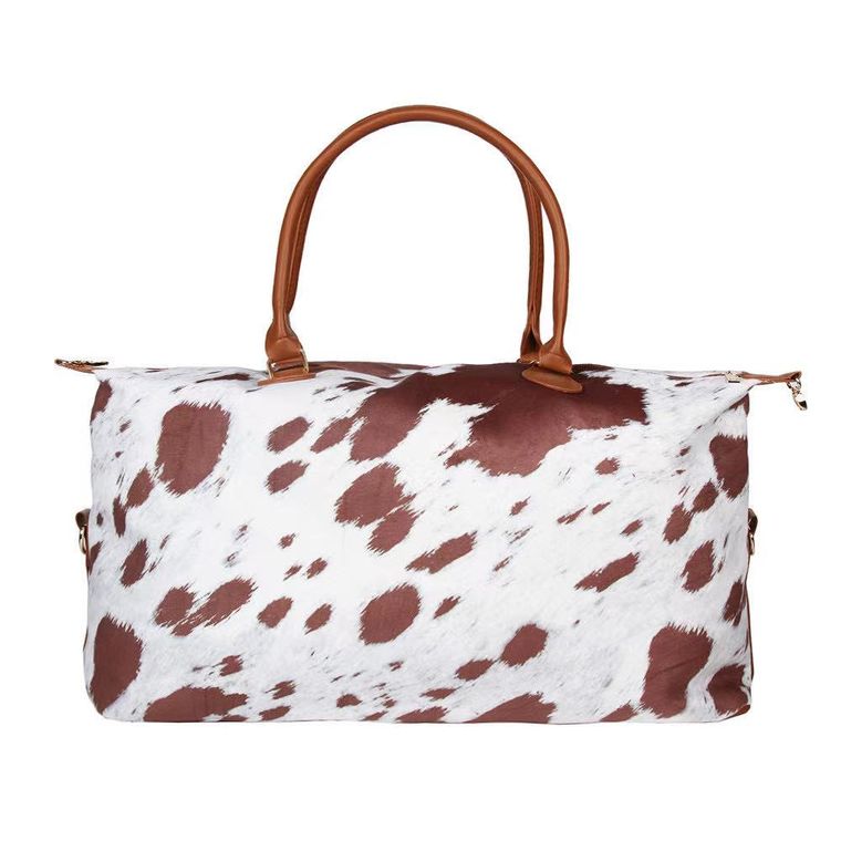 Brown Cow Print Weekender Bag