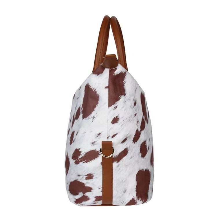 Brown Cow Print Weekender Bag