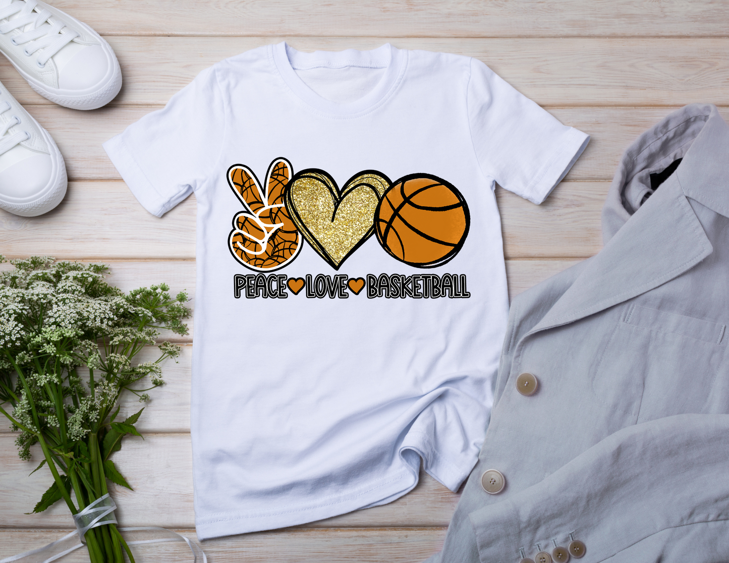 Peace, Love, Basketball Tee